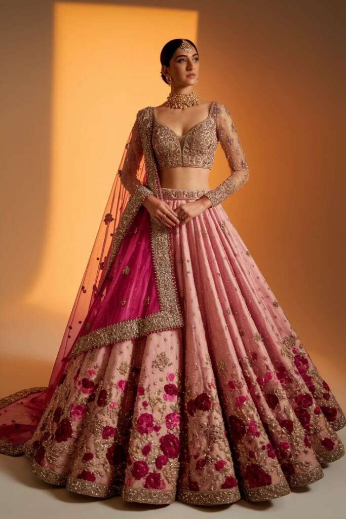 bridal lehenga with similar work